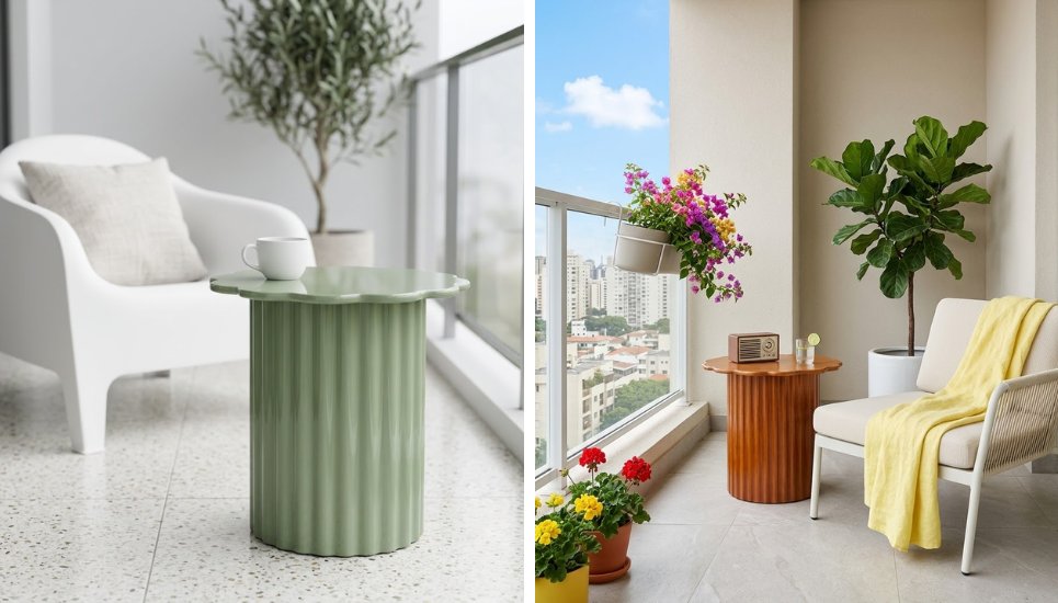 bàn trà trụ hoa thiết kế nghệ thuật, sang trọng
