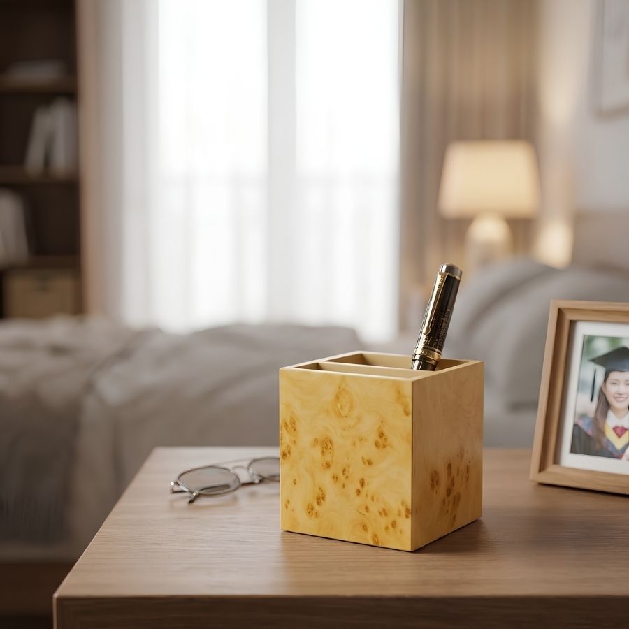 cốc đựng bút vân burl