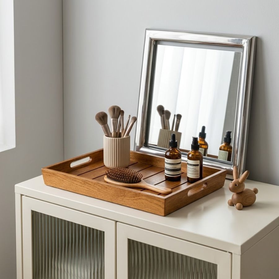 Khay gỗ đa năng đựng mỹ phẩm và đồ decor phòng ngủ