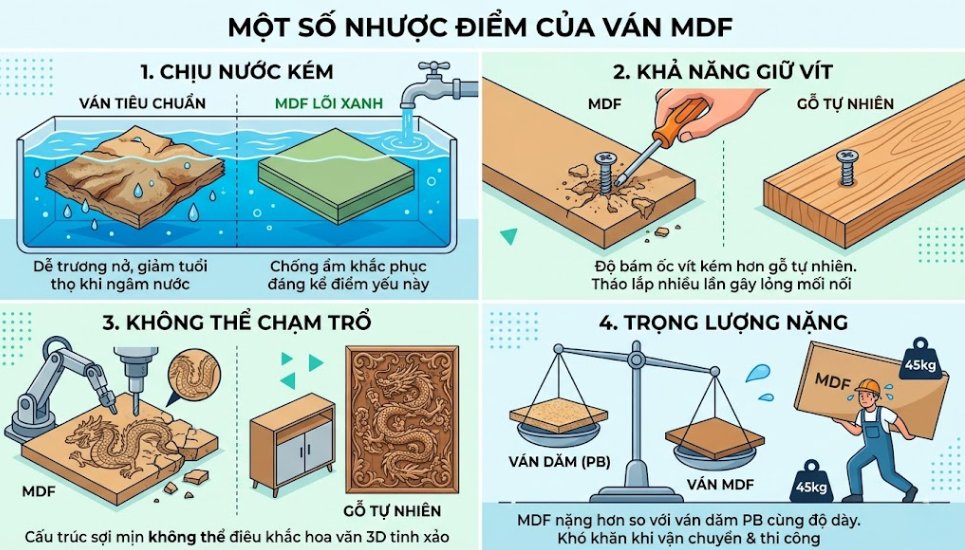 nhược điểm gỗ MDF là gì