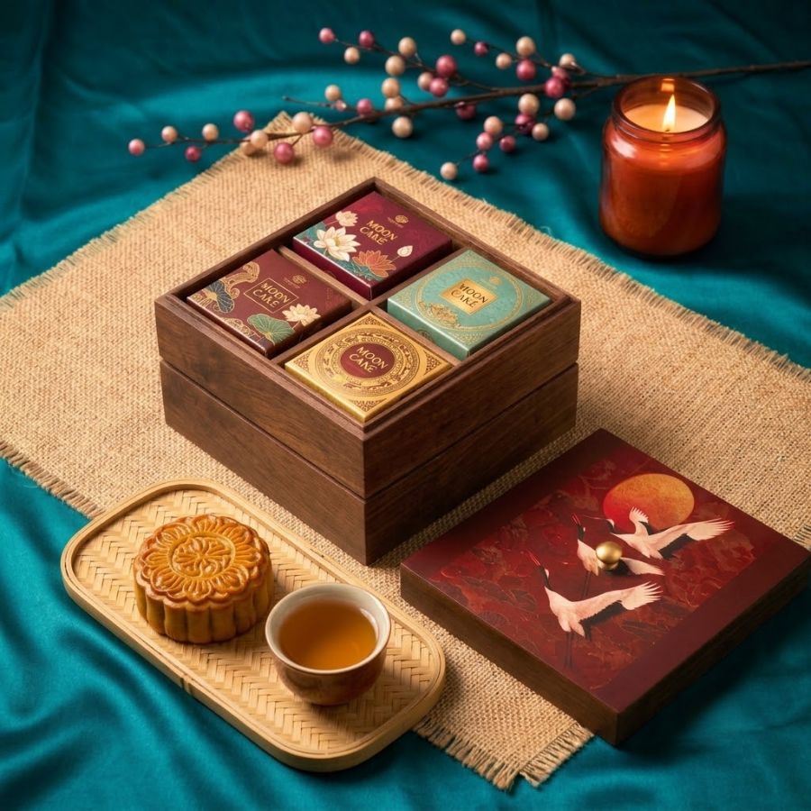 Hộp gỗ trung thu sang trọng
