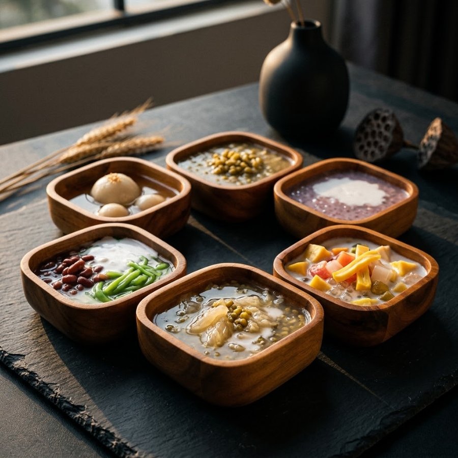 chén gỗ đựng chè