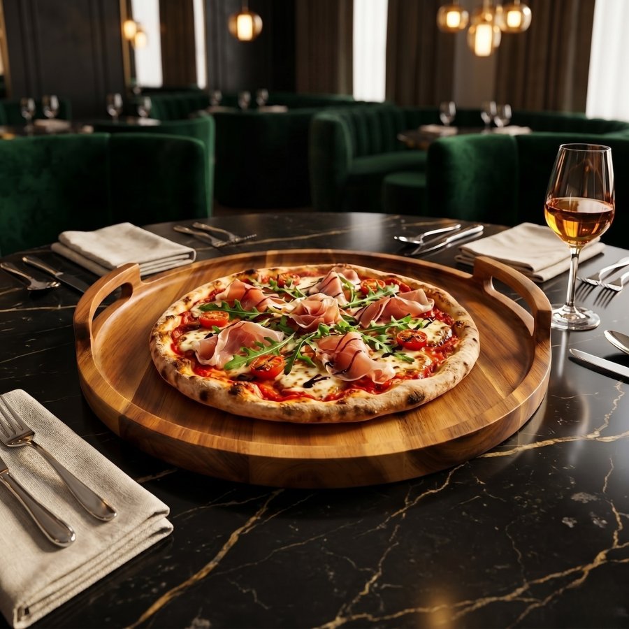 khay gỗ đựng pizza