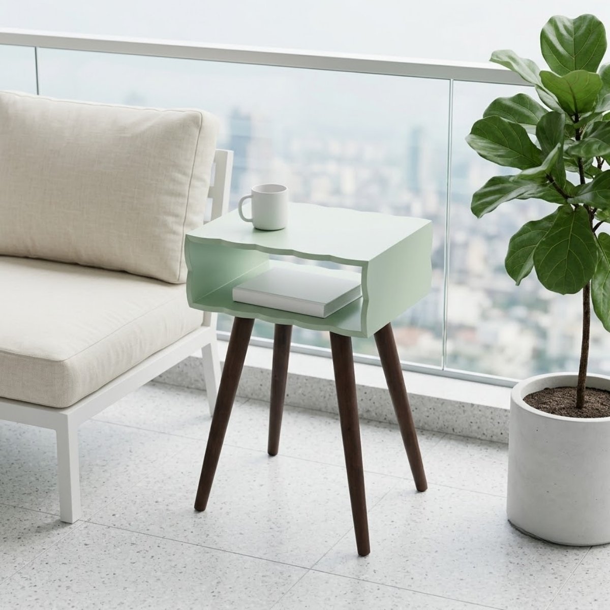 bàn chữ nhật sơn mài viền lượn sóng