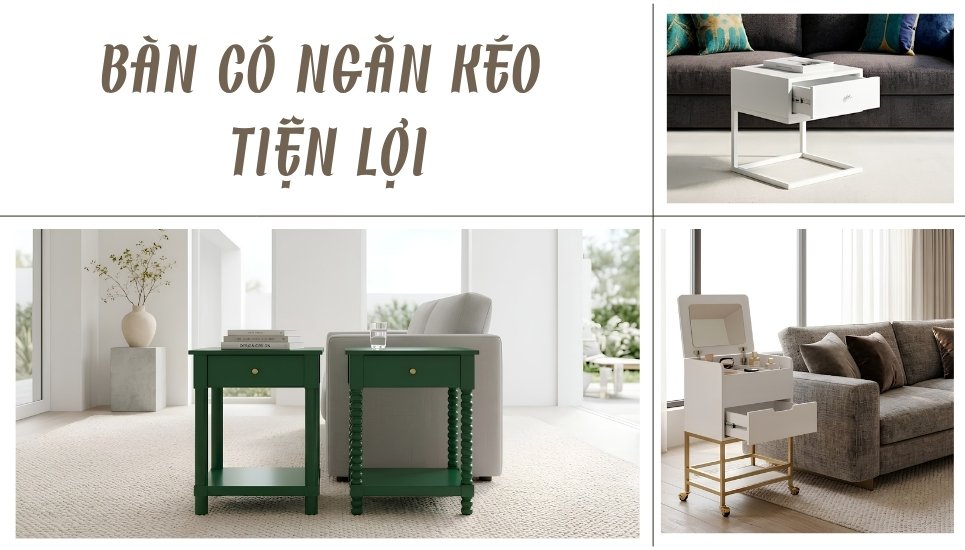 bàn góc sofa có ngăn kéo