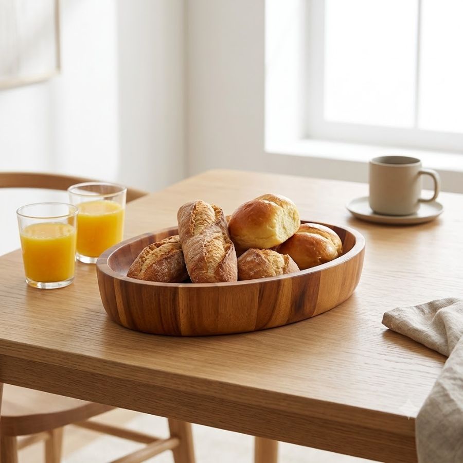 Tô gỗ oval đựng bánh mì