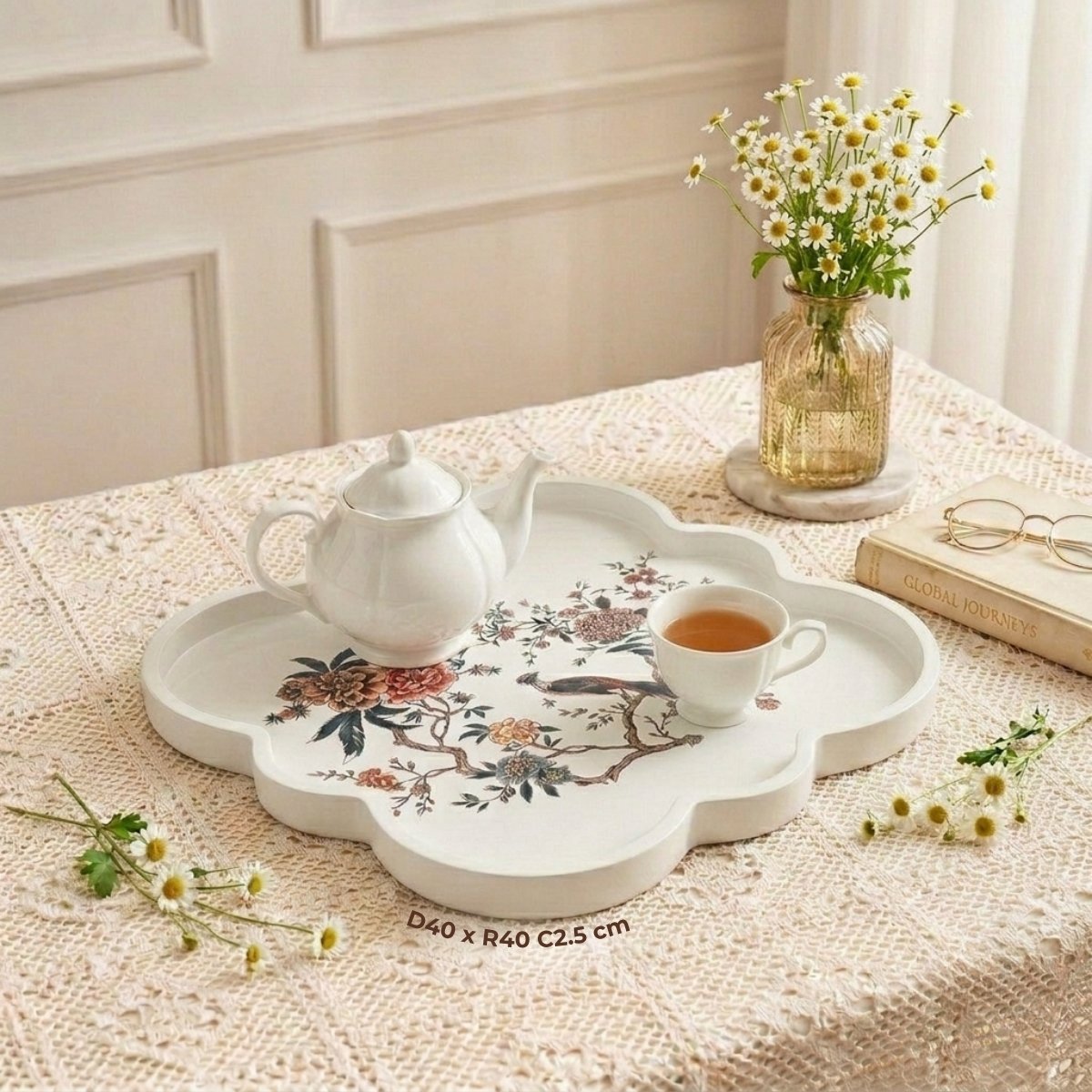 khay vuông sơn mài con chim