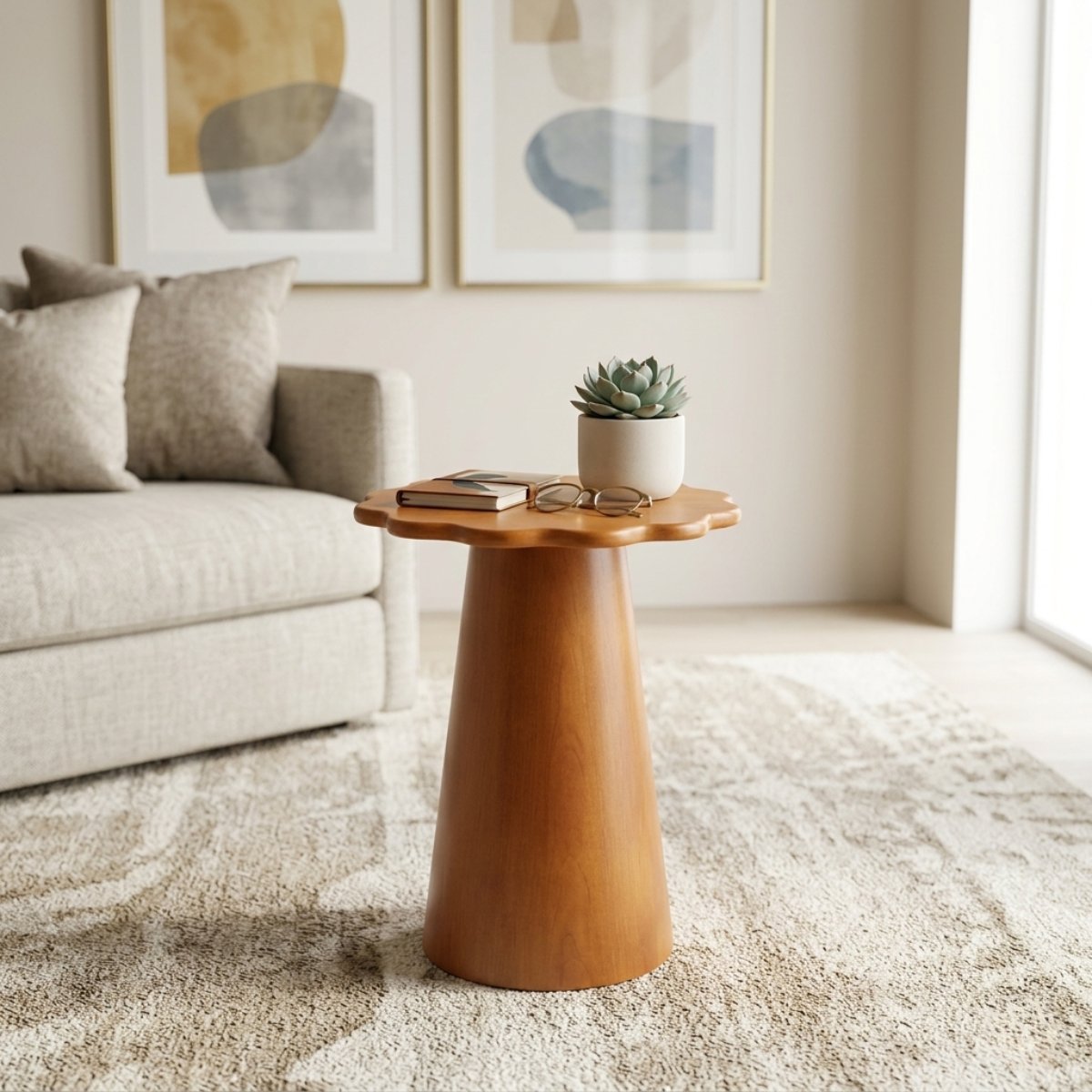 bàn decor gỗ cánh hoa đẹp