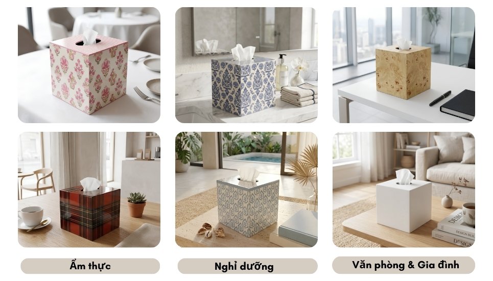 ứng dụng của hộp khăn giấy gỗ