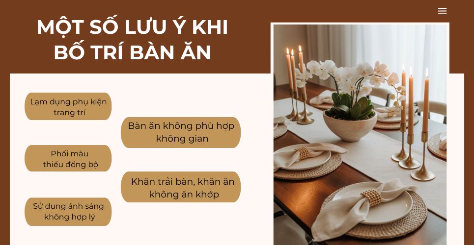 Lưu ý về bố trí bàn tiệc gia đình