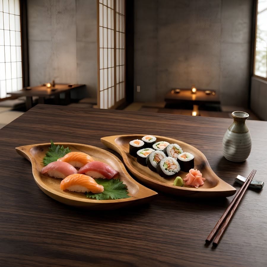 Đĩa hình chiếc lá đựng sashimi