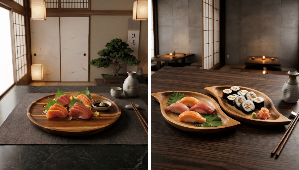Đĩa gỗ đựng sushi, sashimi cho nhà hàng Nhật