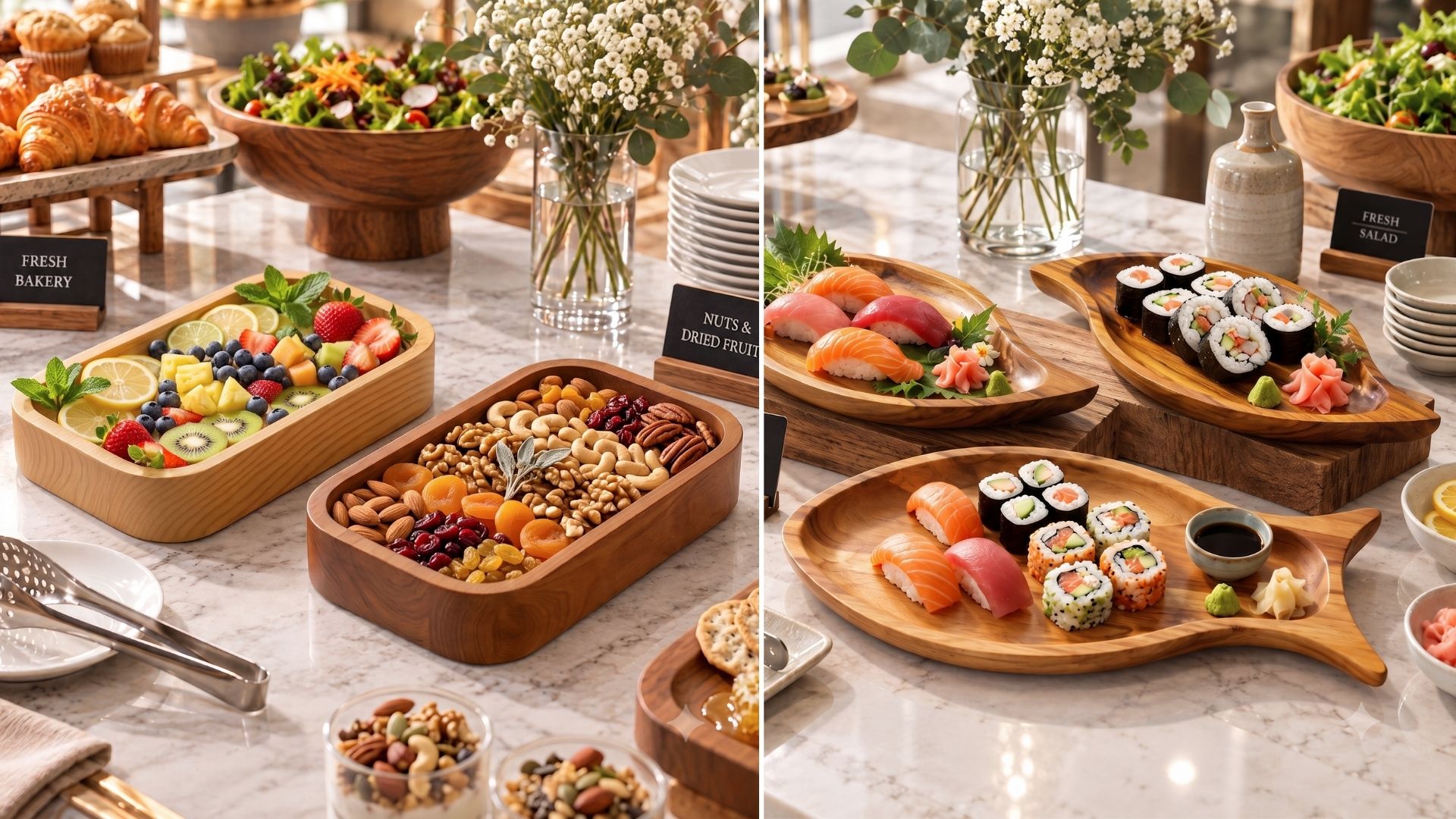 F21 - Địa chỉ cung cấp dụng cụ buffet bằng gỗ