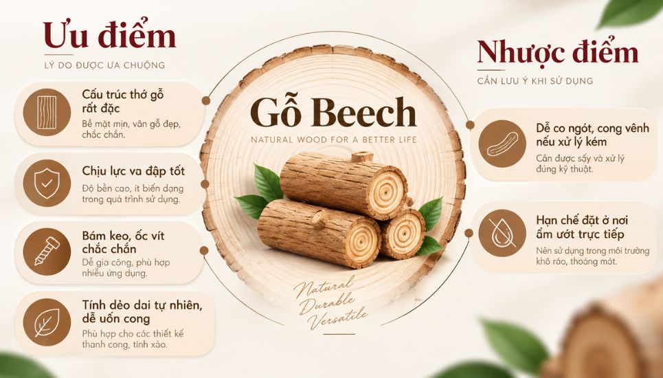ưu và nhược điểm của gỗ beech