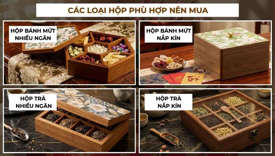 hộp bánh mứt, hộp trà gỗ
