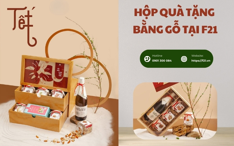 hộp quà tặng bằng gỗ tại F21