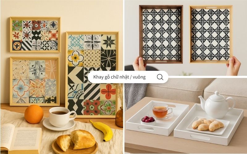 khay gỗ vuông