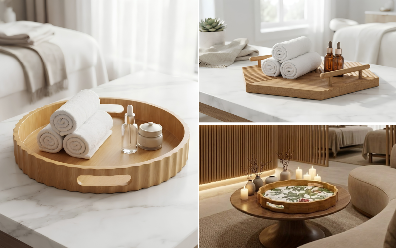 khay gỗ ở spa