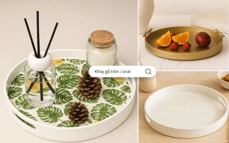 khay gỗ hình tròn