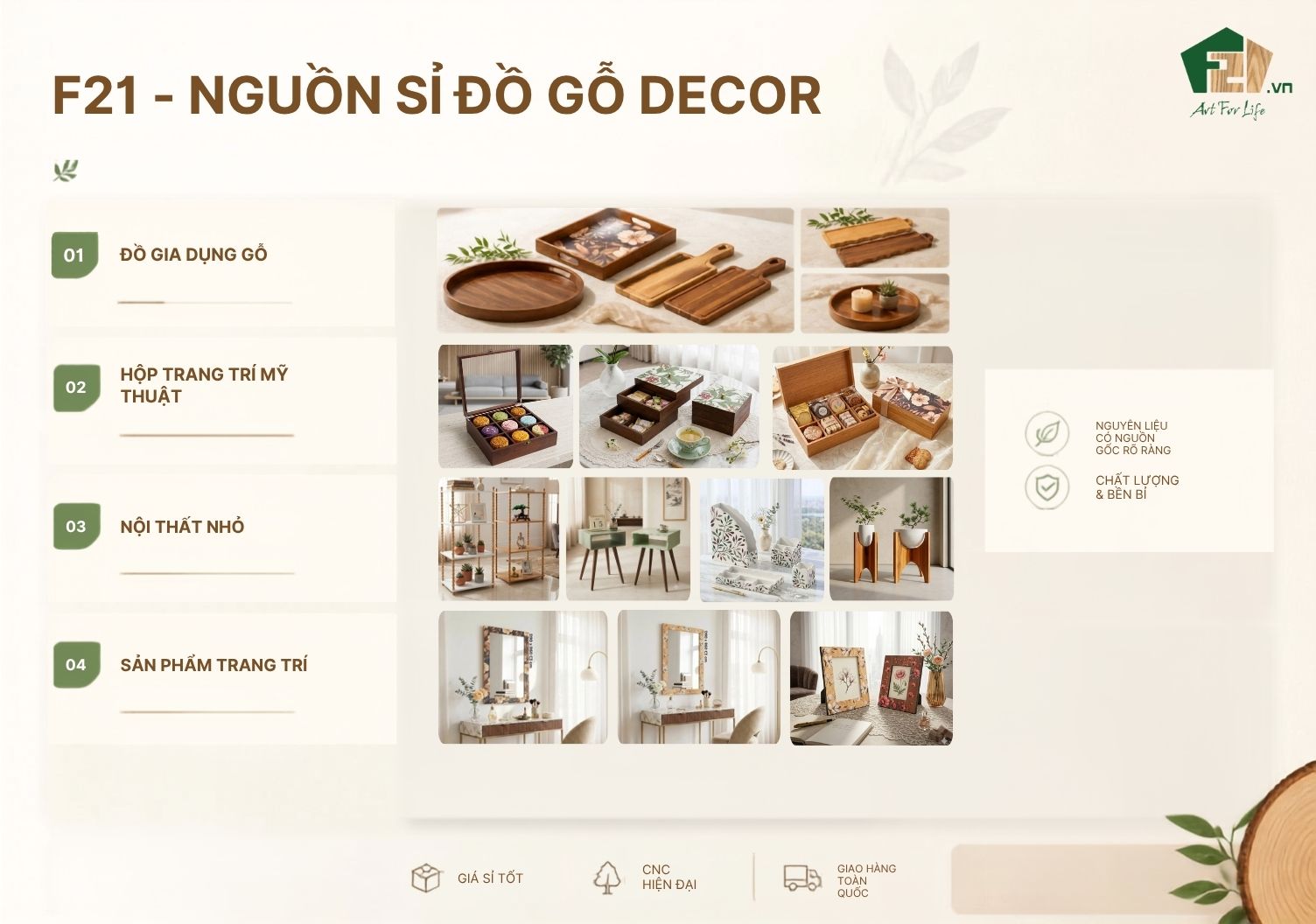 các sản phẩm F21 cung cấp