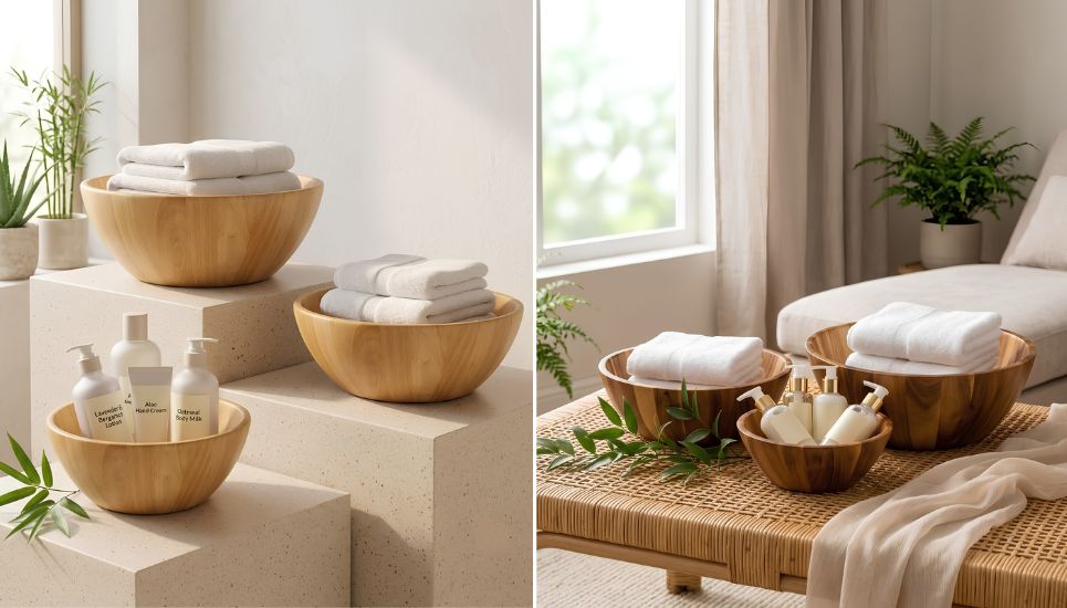 Tô gỗ đựng dụng cụ spa