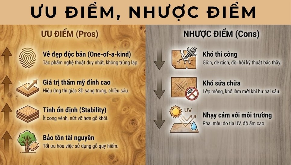 ưu, nhược điểm veneer burl là gì