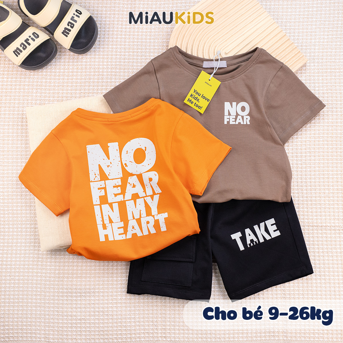 Đồ Bộ Bé Trai Cotton No Fear MiauKids Thấm Hút Thoáng Mát