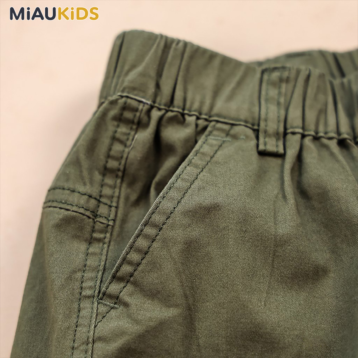 Quần short kaki túi hộp bé trai cotton co giãn phong cách Hàn Quốc