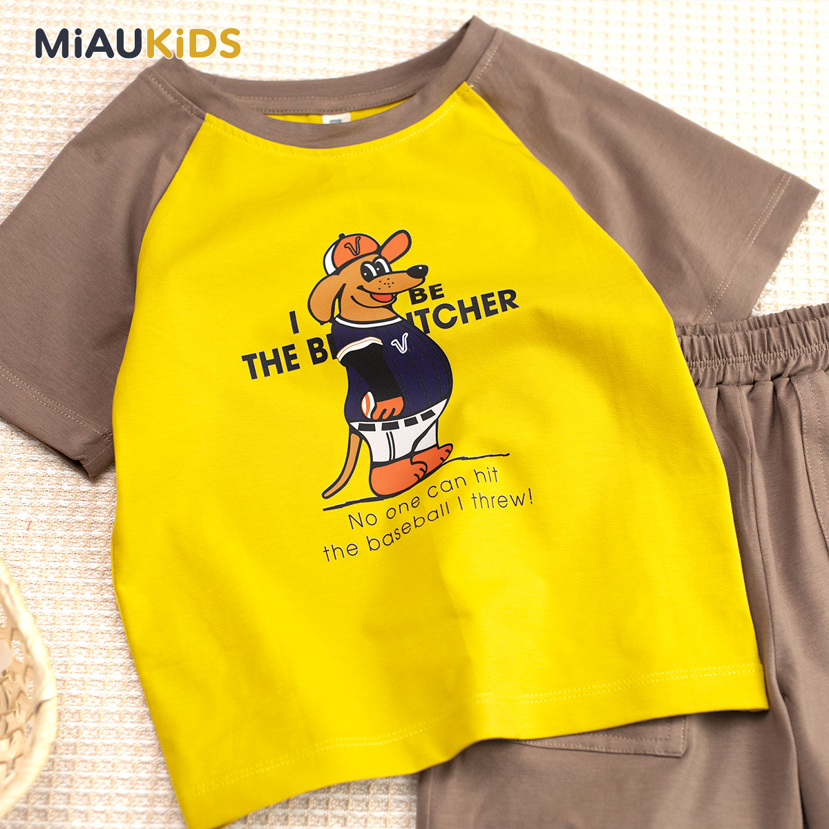 Bộ đồ bé trai cotton thể thao chú chó cá tính mặc nhà đi học thoáng mát