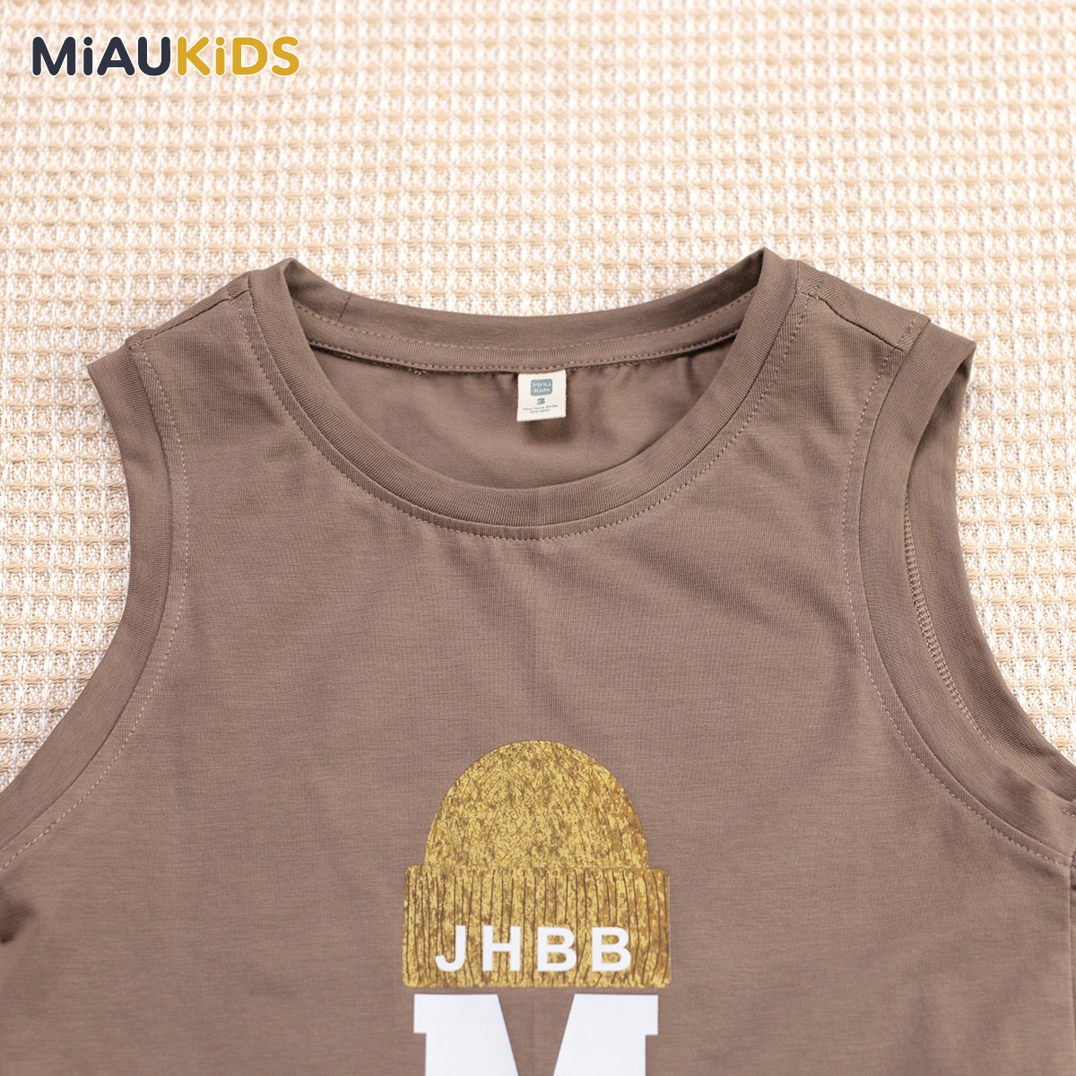 Bộ ba lỗ bé trai cotton in chữ M cá tính quần áo trẻ em mát mịn