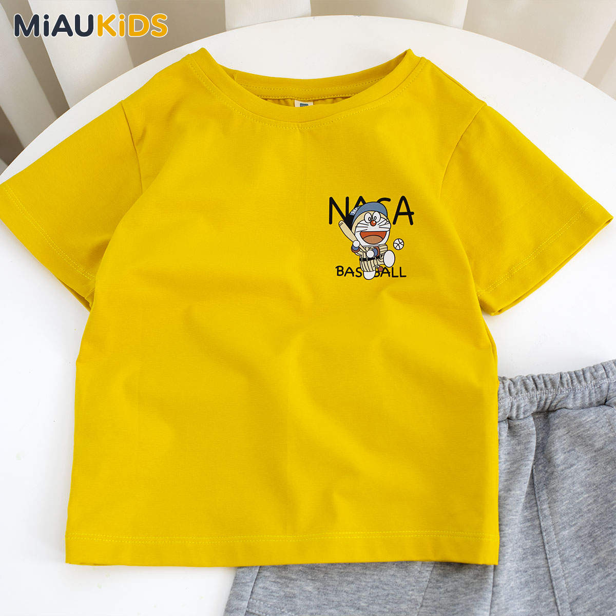 Bộ Đồ Bé Trai Cotton In Doraemon NASA Baseball - Set Đồ Cộc Tay Mùa Hè