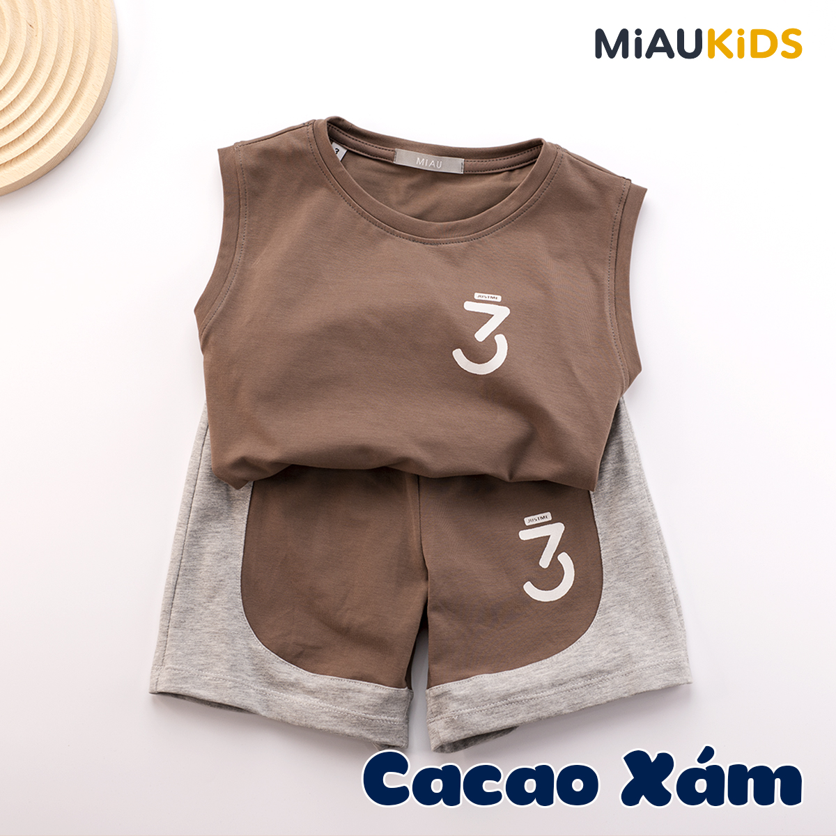 Bộ ba lỗ bé trai cotton số 3 Justme thời trang mát mịn cho bé