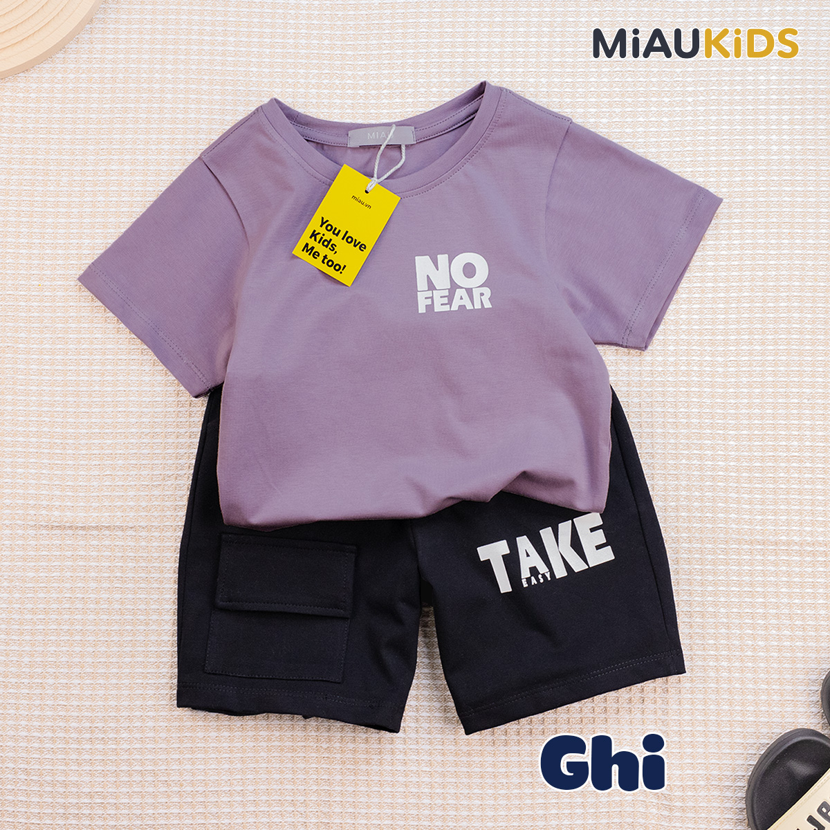 Đồ Bộ Bé Trai Cotton No Fear MiauKids Thấm Hút Thoáng Mát