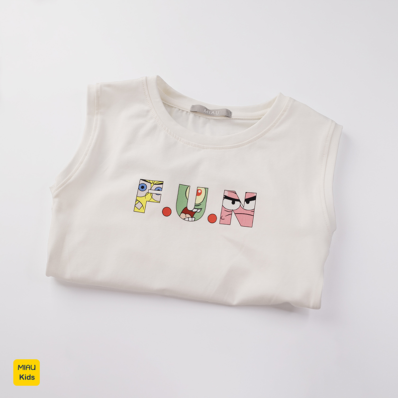 Áo Ba Lỗ Cho Bé Trai In chữ F.U.N cách điệu Chất Cotton Co Giãn Thấm Hút Mặc Hè Thoáng Mát - Quần áo trẻ em MiauKids