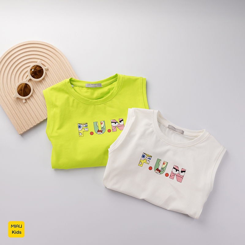 Áo Ba Lỗ Cho Bé Trai In chữ F.U.N cách điệu Chất Cotton Co Giãn Thấm Hút Mặc Hè Thoáng Mát - Quần áo trẻ em MiauKids