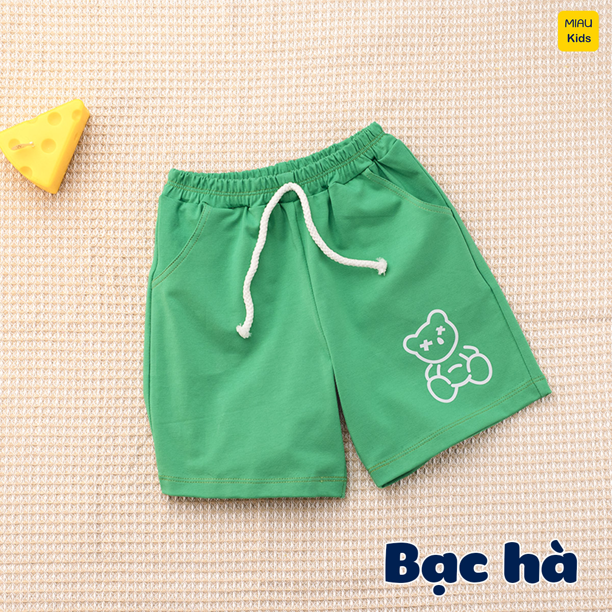 Quần đùi cho bé hoạ tiết Hình Gấu dễ thương, thun cotton mềm mịn mát cho bé mặc nhà đi học đi chơi