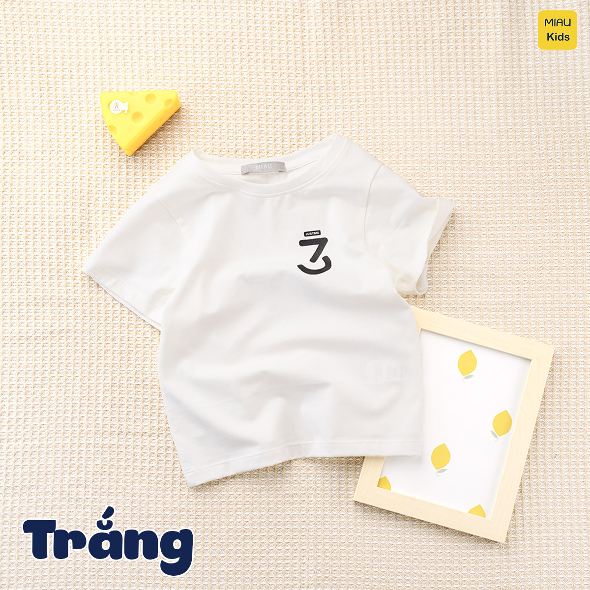 Áo thun bé trai hoạ tiết logo số 3 trước sau phong cách thời trang, chất thun cotton mát mịn cho bé mặc đi học đi chơi