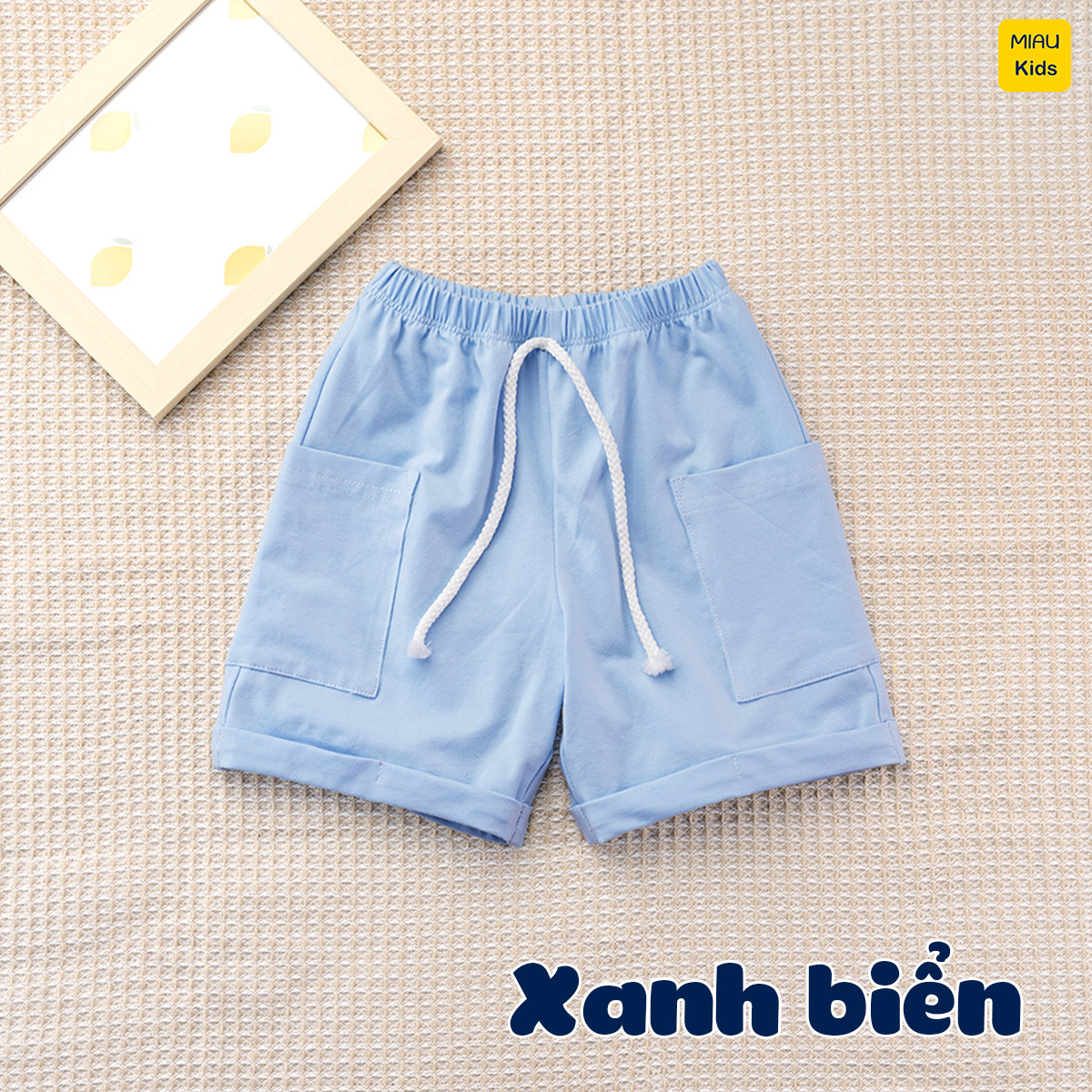 Quần đùi cho bé phối túi hộp 2 bên dễ thương cá tính, phong cách hàn quốc, thun cotton mát mịn cho bé mặc nhà mặc đi học