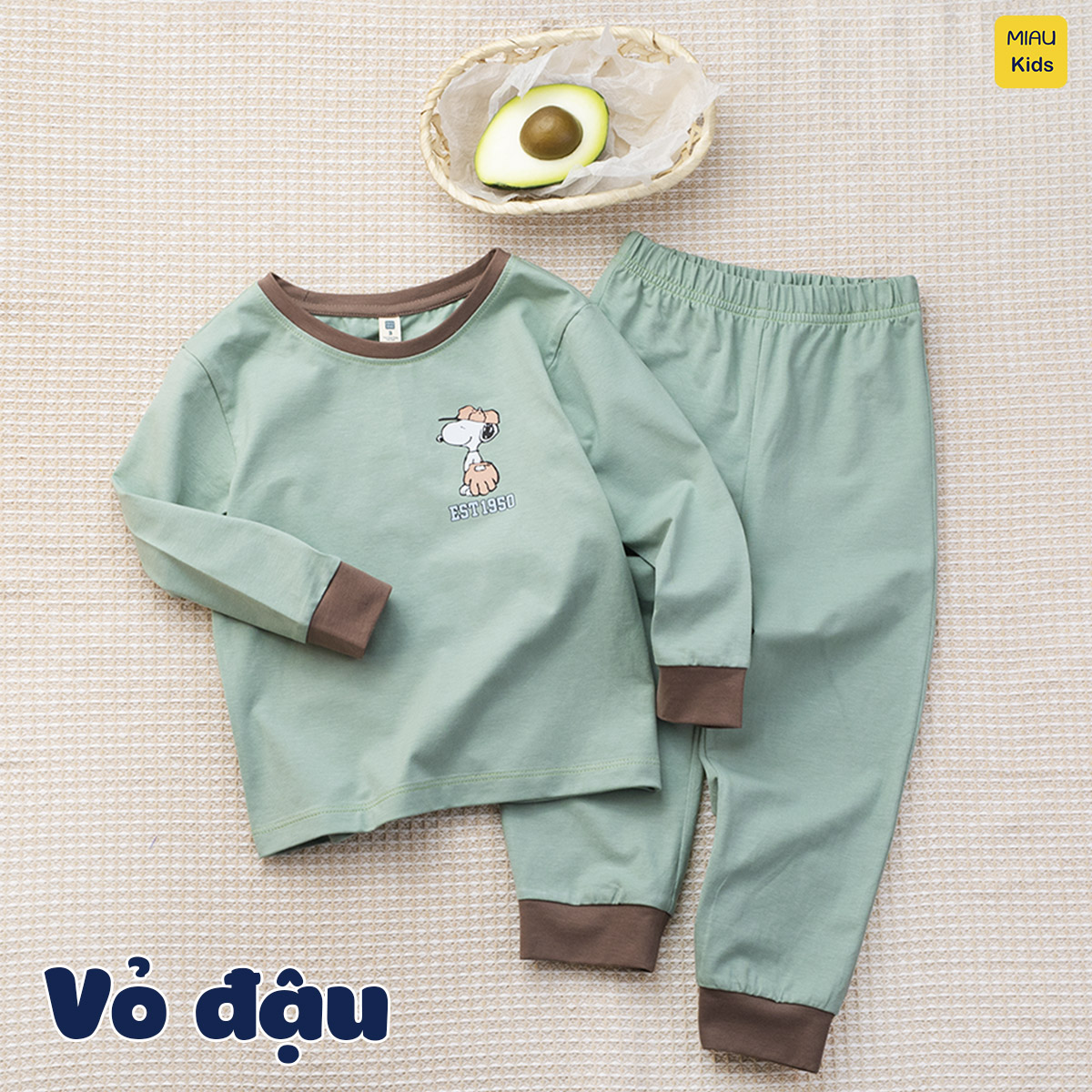 Bộ dài tay cho bé hoạ tiết chú chó Snoopy dễ thương, thun cotton mềm mịn mát cho bé mặc nhà rất thích