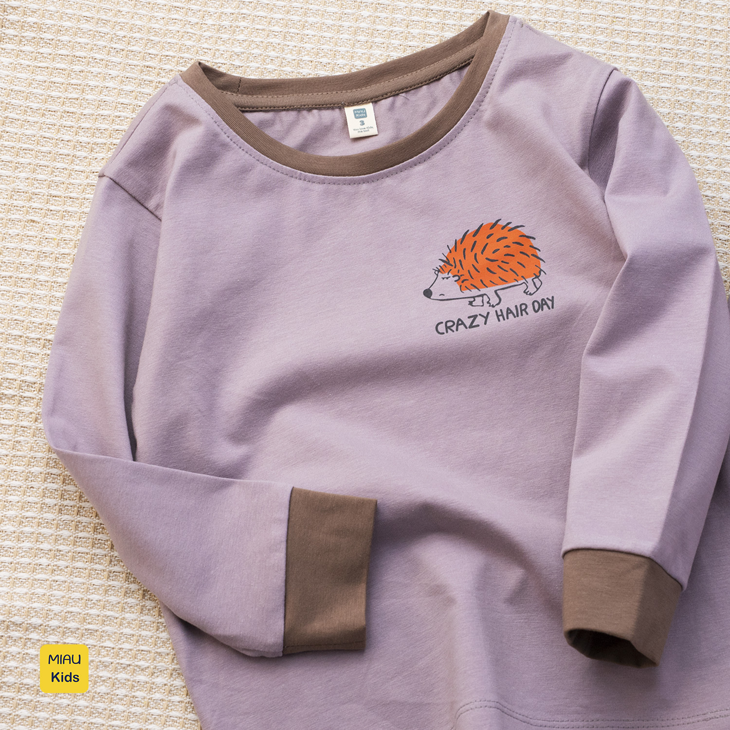 Bộ dài tay cho bé hoạ tiết chú chú nhím dễ thương, thun cotton mềm mịn mát cho bé mặc nhà rất thích