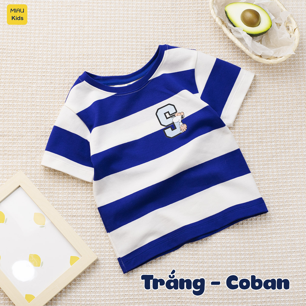 Áo thun sọc cho bé trai in hình chú chó Snoopy dễ thương, chất thun cotton tổ ong thoáng mát cho bé mặc đi học đi chơi