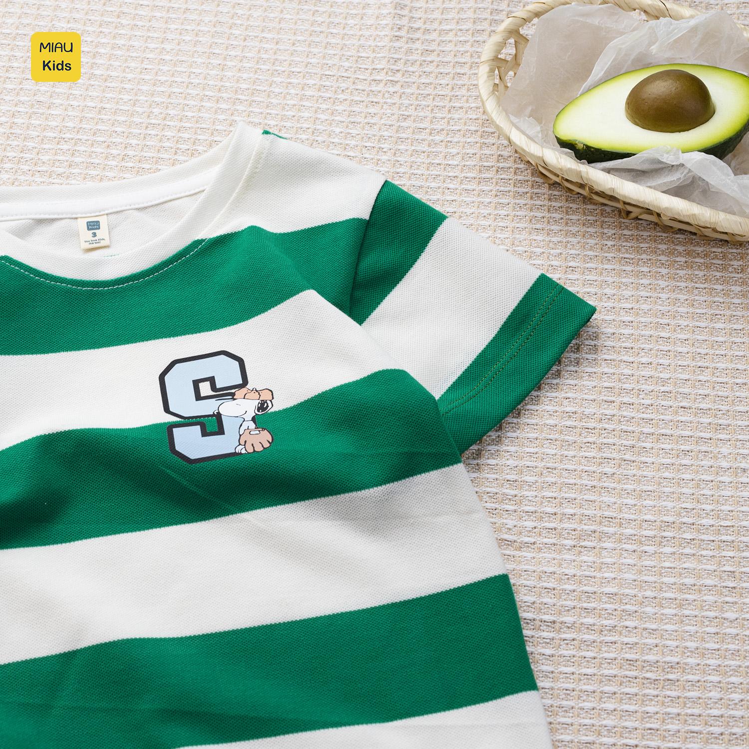 Áo thun sọc cho bé trai in hình chú chó Snoopy dễ thương, chất thun cotton tổ ong thoáng mát cho bé mặc đi học đi chơi