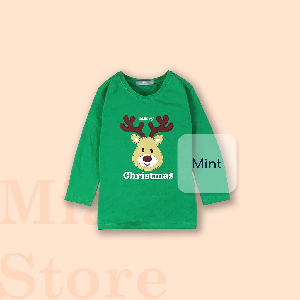 Áo Thun Dài Tay Cho Bé In Hình Chú Tuần Lộc Cho bé chơi Noel, Thun Cotton Dày Mịn Mát Cho Bé Đến 55Kg mặc đi chơi