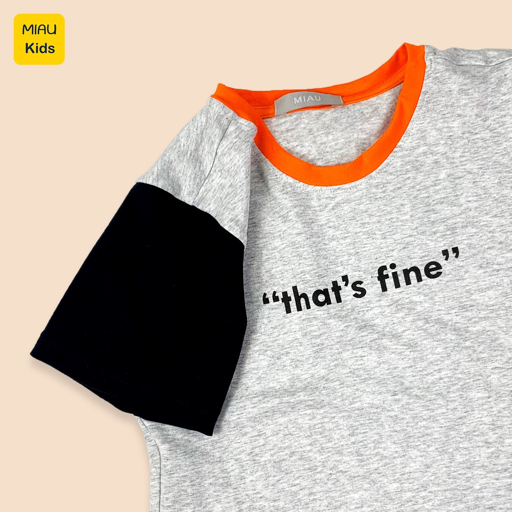 Áo Thun Bé Trai Cotton Phối Tay "That's Fine" - Thời Trang Năng Động Cho Bé