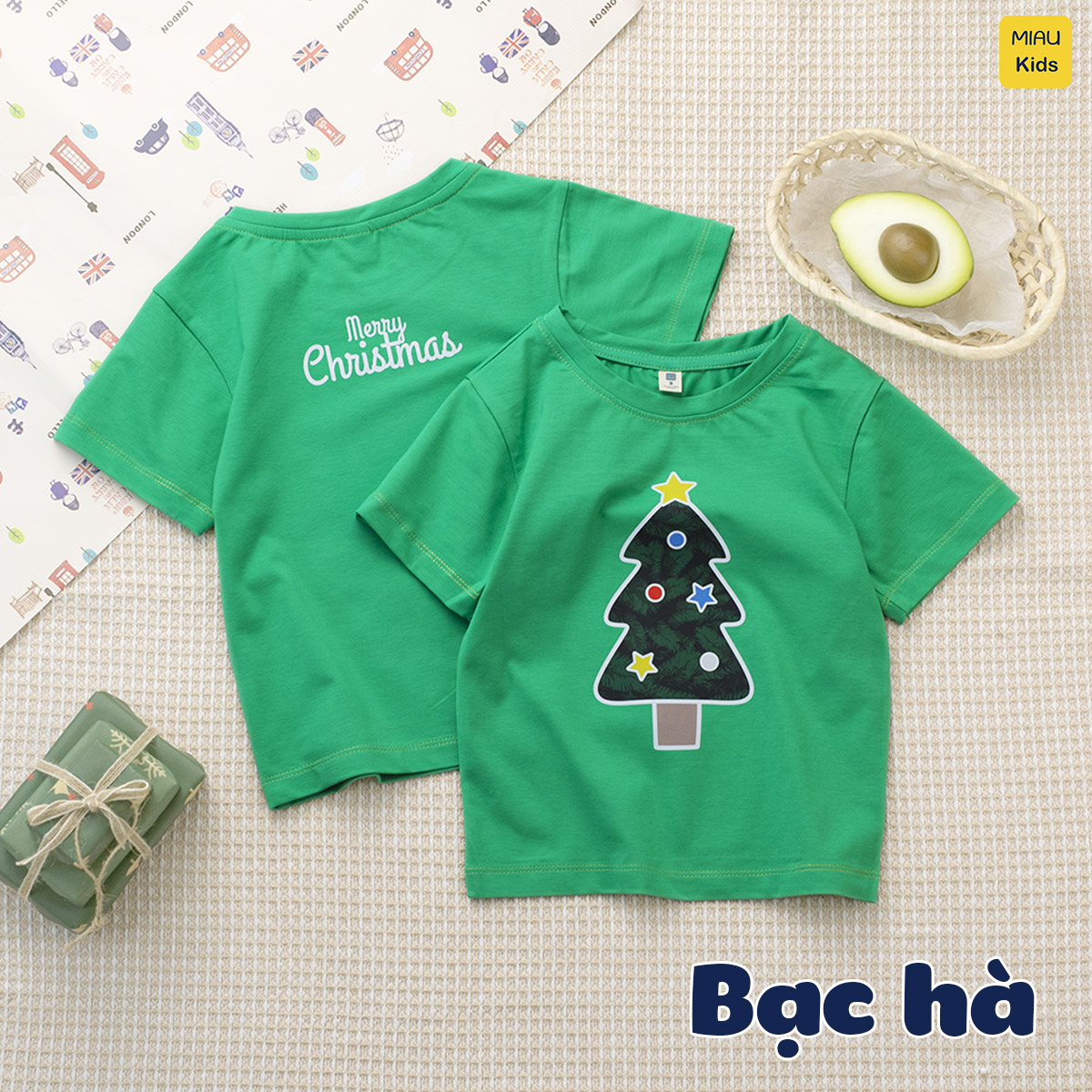 Áo thun Noel cho bé hoạ tiết hình cây thông noel đáng yêu chất thun cotton thoáng mát mềm mịn cho bé mặc đi chơi mùa giá