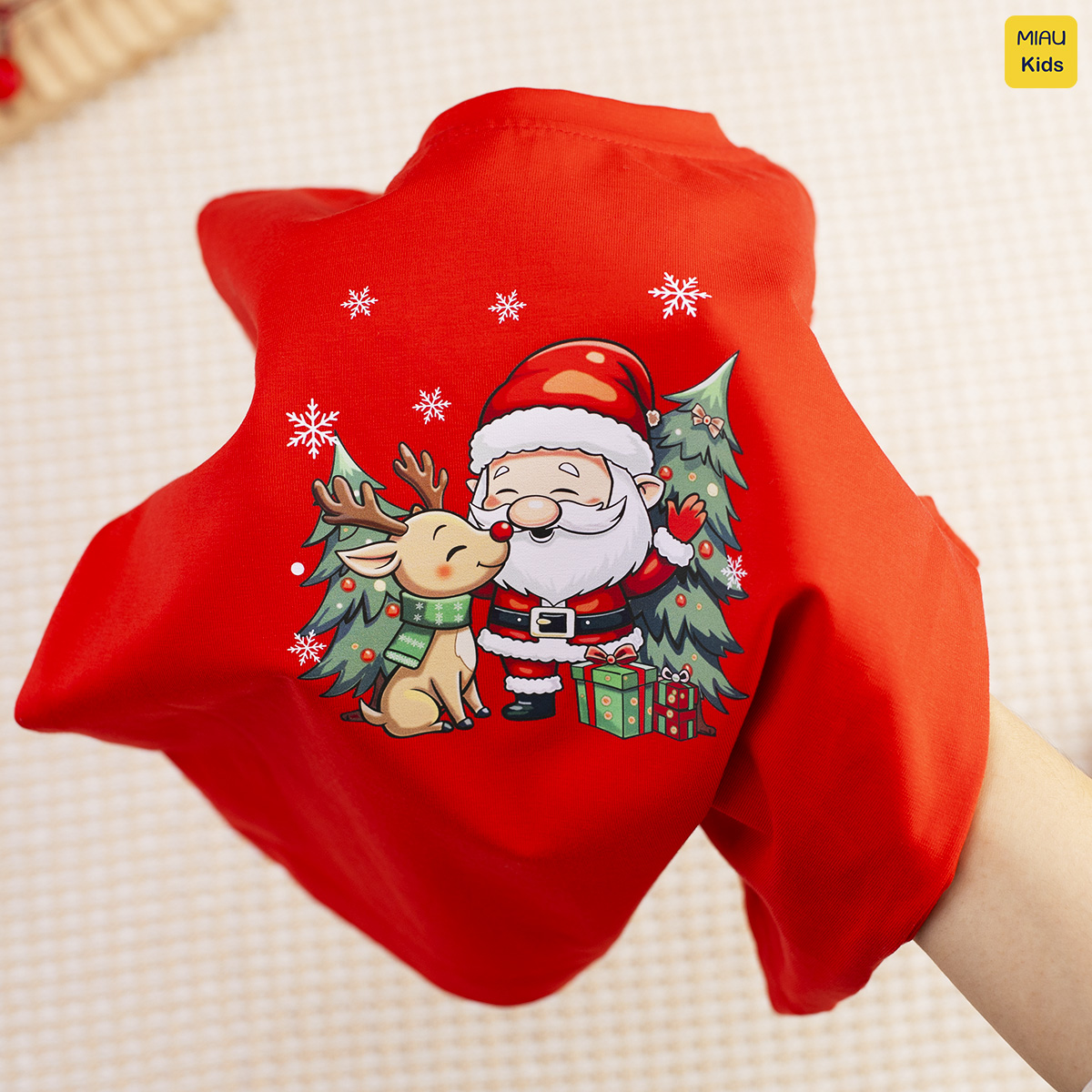 Áo Thun Cho Bé Trai, Bé Gái In Hình Ông Già Noel Và Chú Tuần Lộc-  Món Quà Thú Vị Cho Mùa Noel