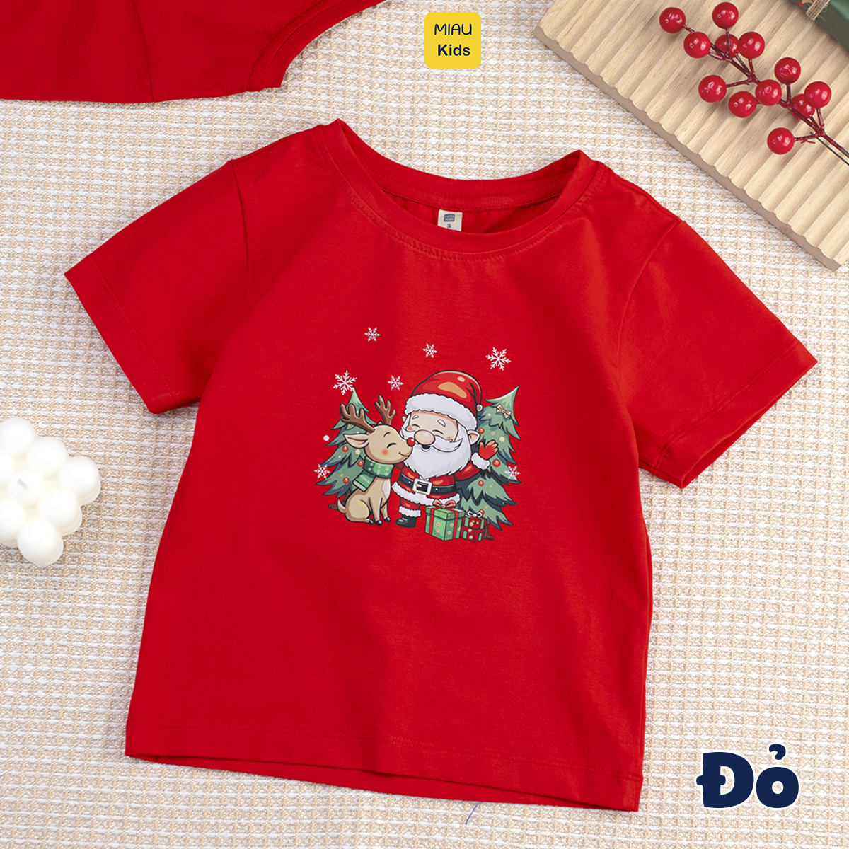 Áo Thun Cho Bé Trai, Bé Gái In Hình Ông Già Noel Và Chú Tuần Lộc-  Món Quà Thú Vị Cho Mùa Noel