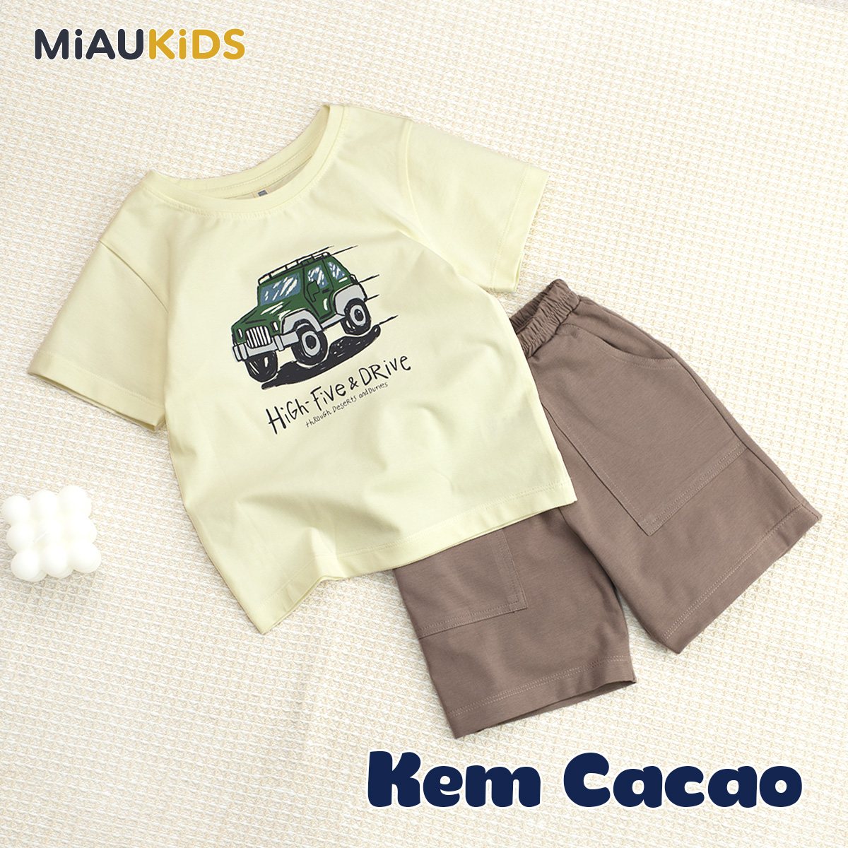Bộ đồ bé trai cotton xe ô tô cá tính mềm mát cho bé mặc hè