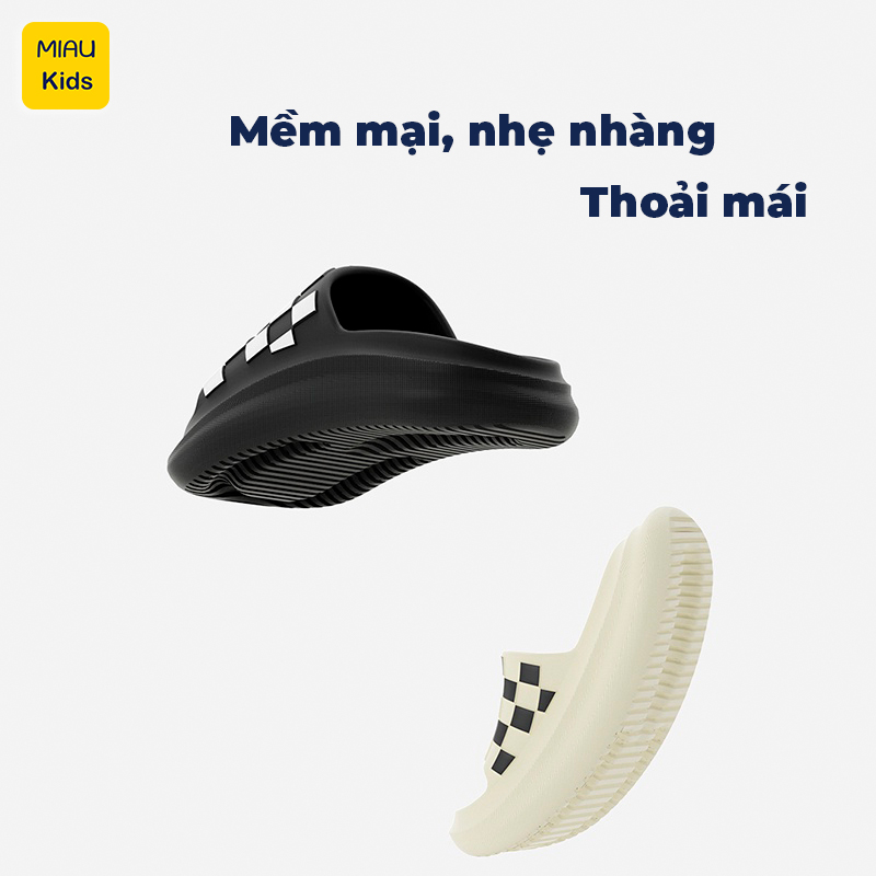 Dép Lê Êm Chân Cho Bé Miaukids Họa Tiết Sọc Caro, Dép Nhựa Eva Êm Nhẹ, Chống Trượt – S005
