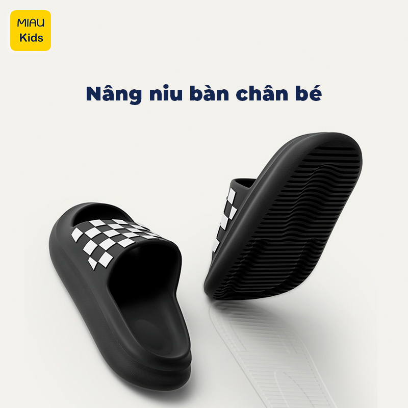 Dép Lê Êm Chân Cho Bé Miaukids Họa Tiết Sọc Caro, Dép Nhựa Eva Êm Nhẹ, Chống Trượt – S005